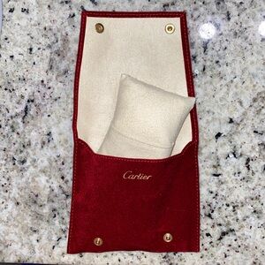Authentic Cartier Pouch With Jewerly/Watch Pillow 4.5” x 4.5”